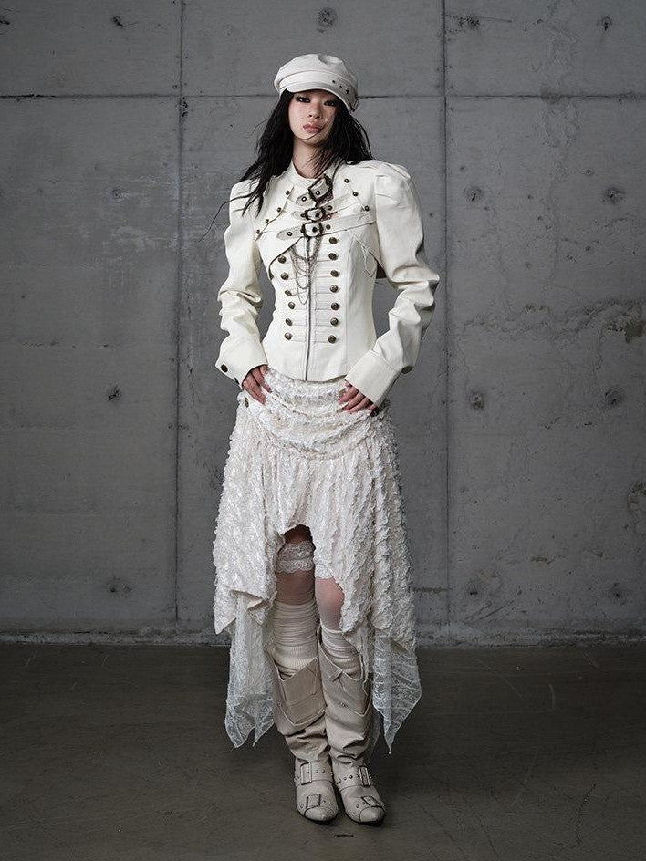NO ROMANCE Ruched Heavy Hardware Biker Vintage Punk Women'S Pu Cropped Leather Jackets