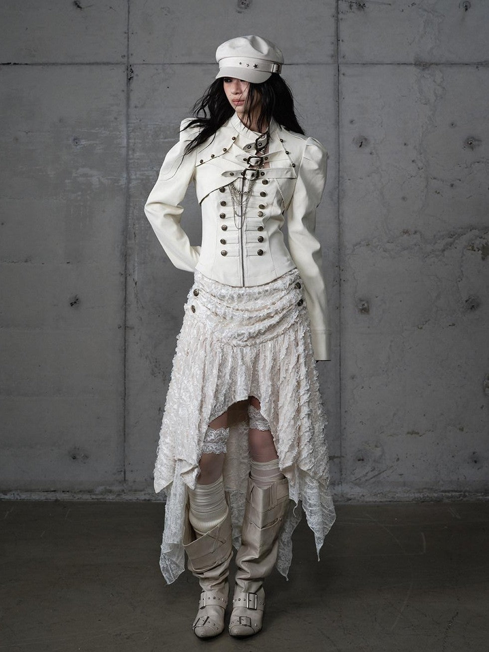 NO ROMANCE Ruched Heavy Hardware Biker Vintage Punk Women'S Pu Cropped Leather Jackets