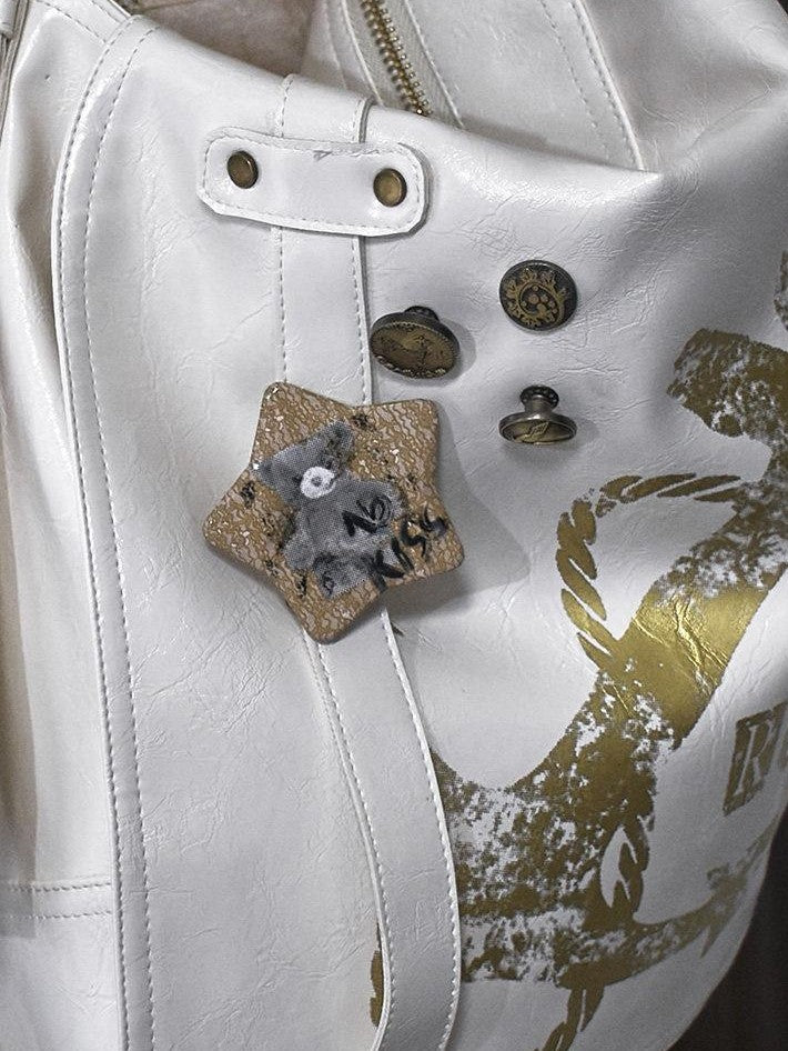 NO ROMANCE Unique Edgy Punk Rock Distressed Badge Women'S Metal Statement Brooches