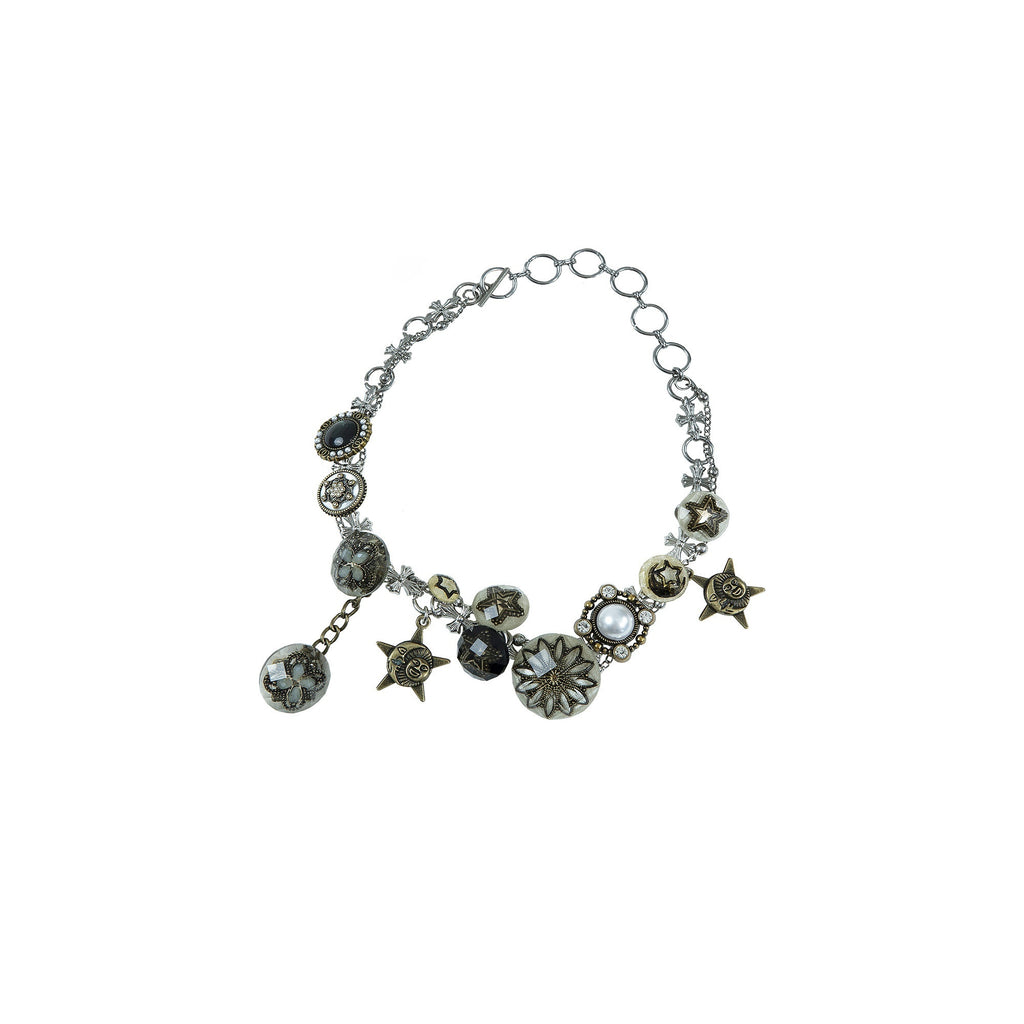 NO_ROMANCE_Vintage_Aged_Punk_Detailed_Button_Star_Choker_Women'S_Titanium_Steel_Necklaces_MISSTT