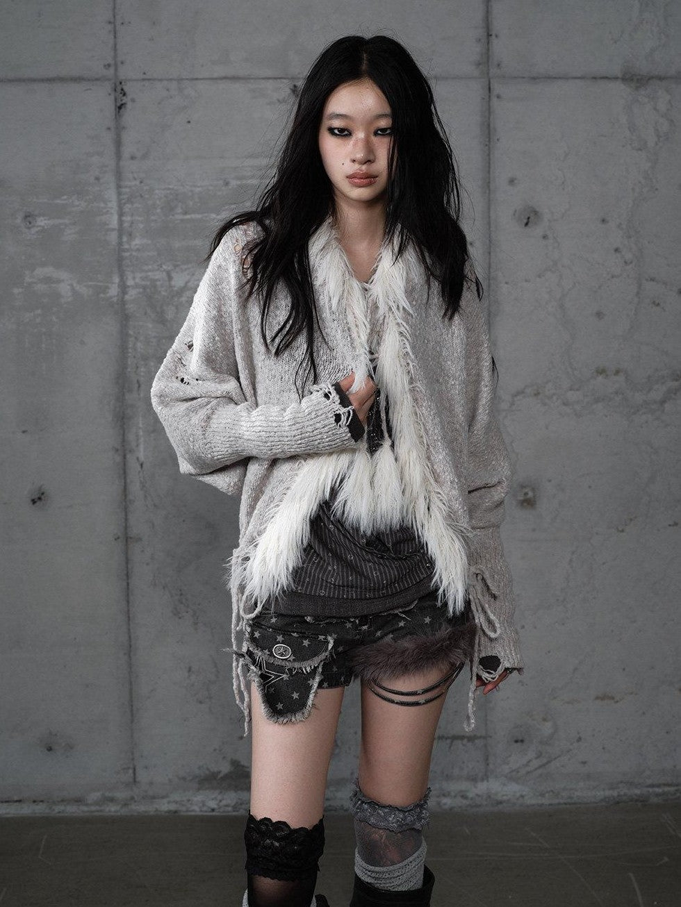 NO ROMANCE Vintage Fringe Hooded Batwing Knit Cardigan Women'S Wool Blend Sweaters