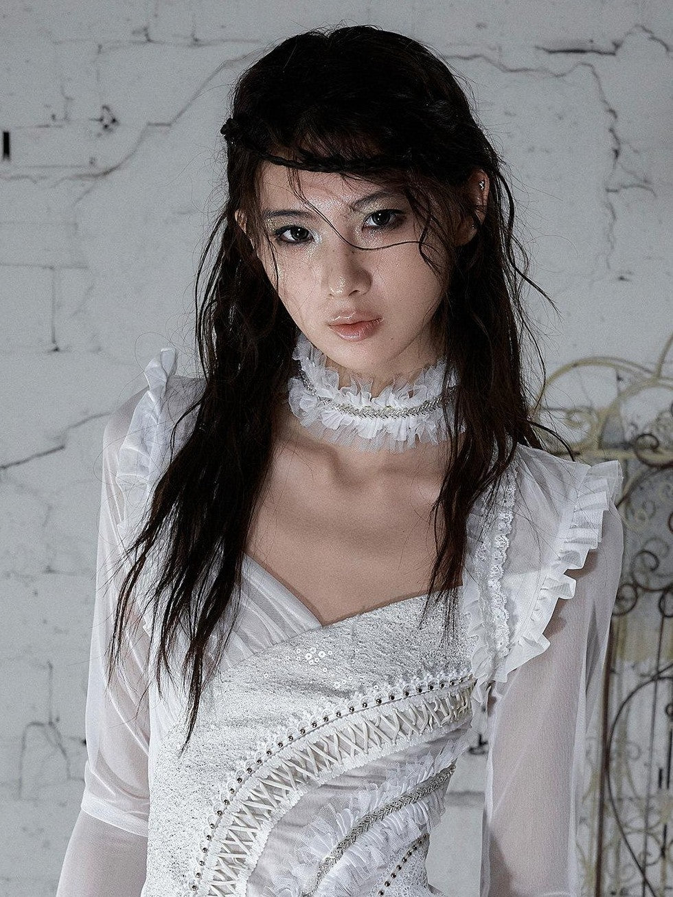 NO ROMANCE Vintage Hand Beaded Pleated Lace Tulle Women'S Silk Collar Neck Gaiters