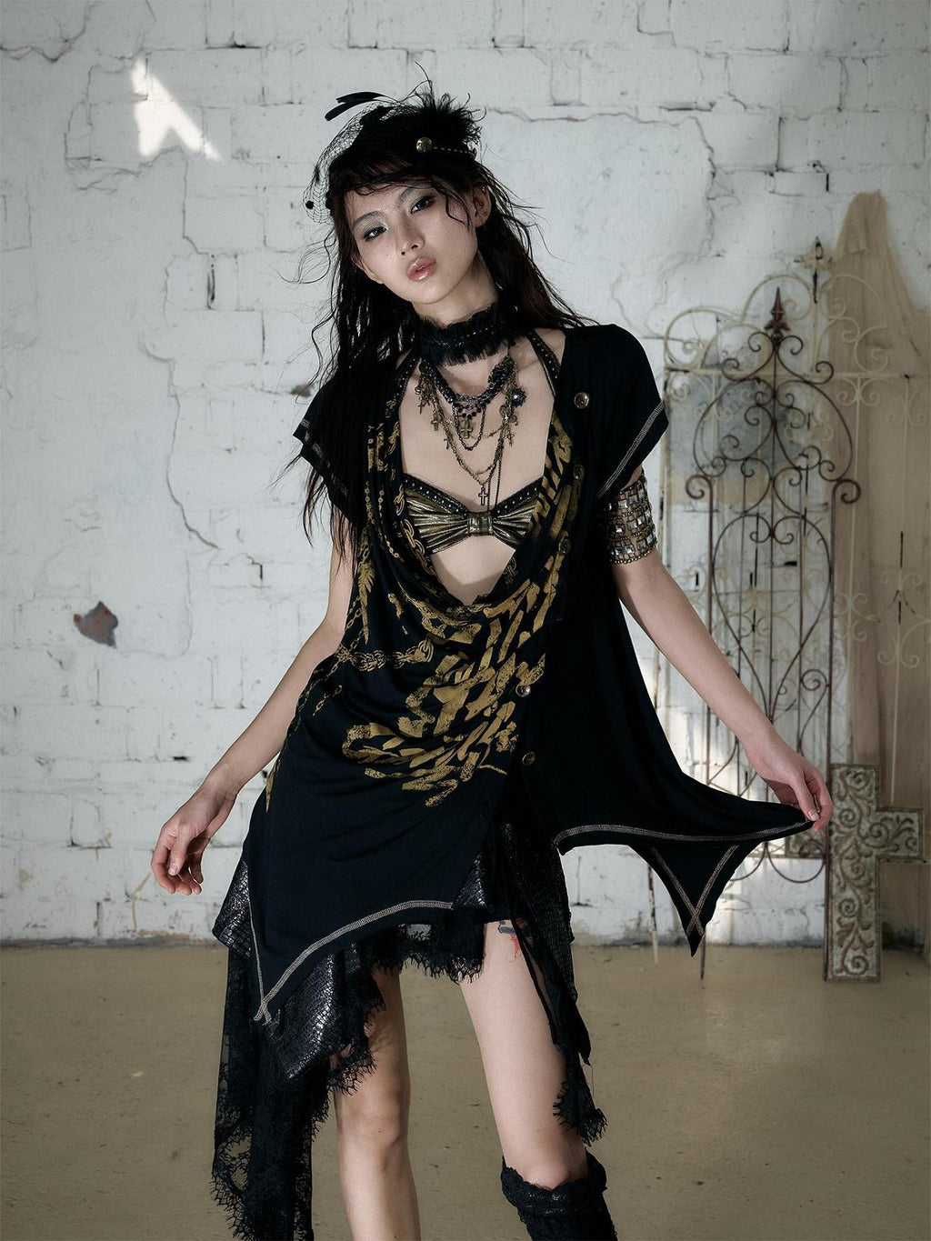 NO ROMANCE Vintage Hand Beaded Pleated Lace Tulle Women'S Silk Collar Neck Gaiters
