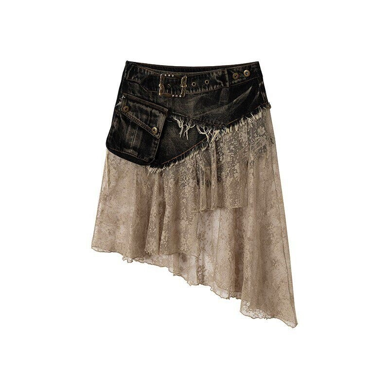NO_ROMANCE_Vintage_Patchwork_Lace_Asymmetrical_Distressed_Women'S_Denim_Midi_Skirts_MISSTT