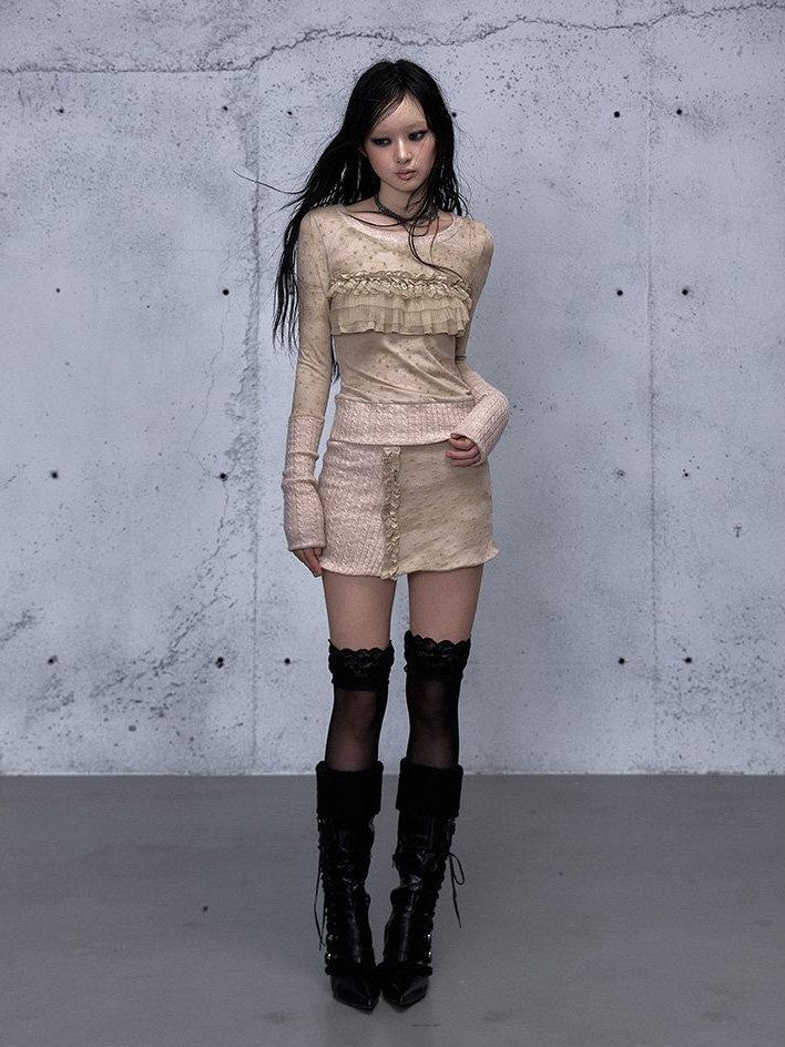 NO ROMANCE Vintage Punk Detachable Collar Patchwork Round Neck Women'S Wool Sweaters