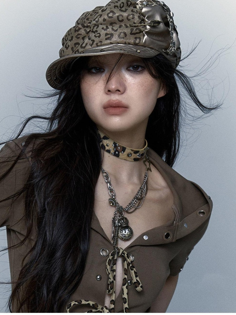 NO ROMANCE Vintage Punk Distressed Pocketwatch Spliced Women'S Manmade Crystal Pendants