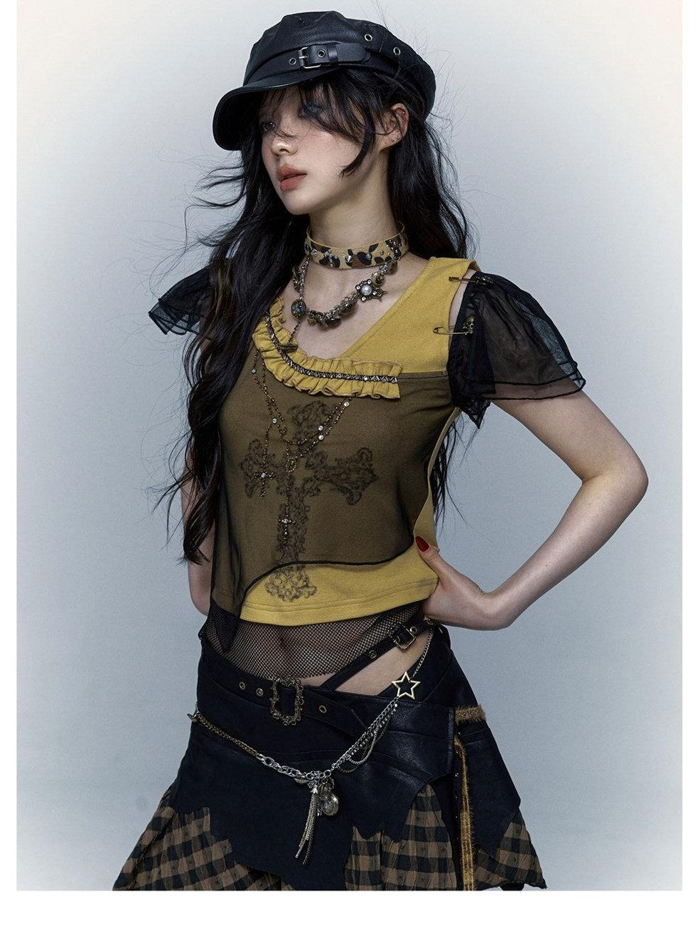 NO ROMANCE Vintage Punk Distressed Pocketwatch Spliced Women'S Manmade Crystal Pendants