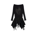 NO_ROMANCE_Vintage_Punk_Embroidered_Asymmetric_Off_Shoulder_Women'S_Cotton_Blend_Midi_Dresses_MISSTT
