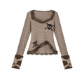 NO_ROMANCE_Vintage_Punk_Lace_Trim_Striped_Women'S_Combed_Cotton_Knit_Long_Sleeve_T-Shirts_MISSTT