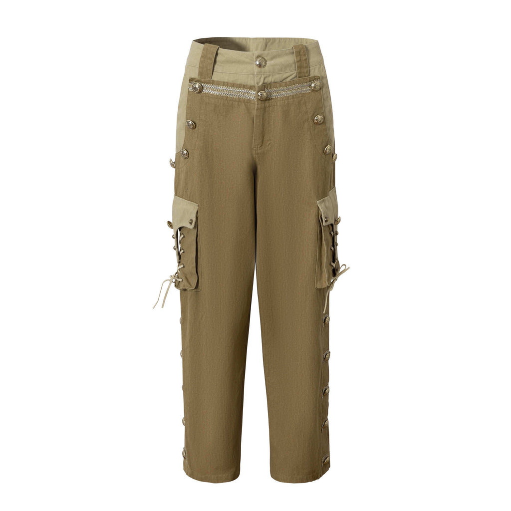 NO_ROMANCE_Vintage_Punk_Napoleonic_Patchwork_Workwear_Lantern_Women'S_Cotton_Straight_Pants_MISSTT