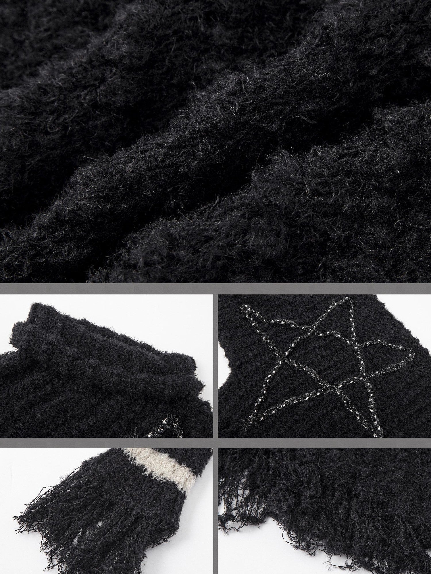 NO ROMANCE Vintage Punk Star Stripe Asymmetric Batwing Knit Women'S Nylon Sweaters