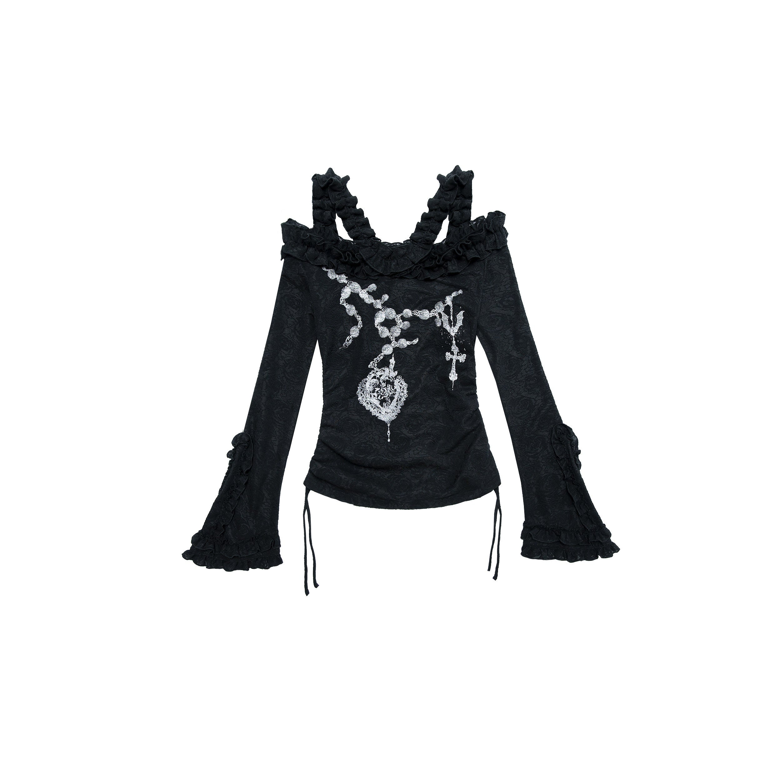 NO_ROMANCE_Vintage_Reversible_Bardot_Bell_Sleeve_Women'S_Knit_Long_Sleeve_T-Shirts_MISSTT