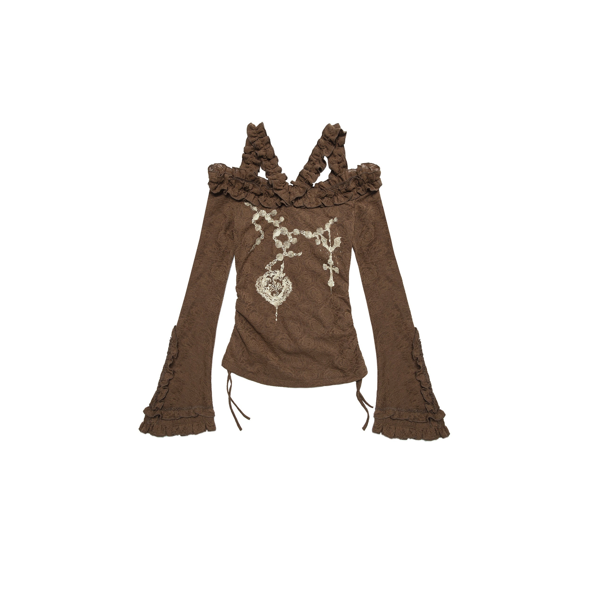 NO_ROMANCE_Vintage_Reversible_Bardot_Bell_Sleeve_Women'S_Knit_Long_Sleeve_T-Shirts_MISSTT