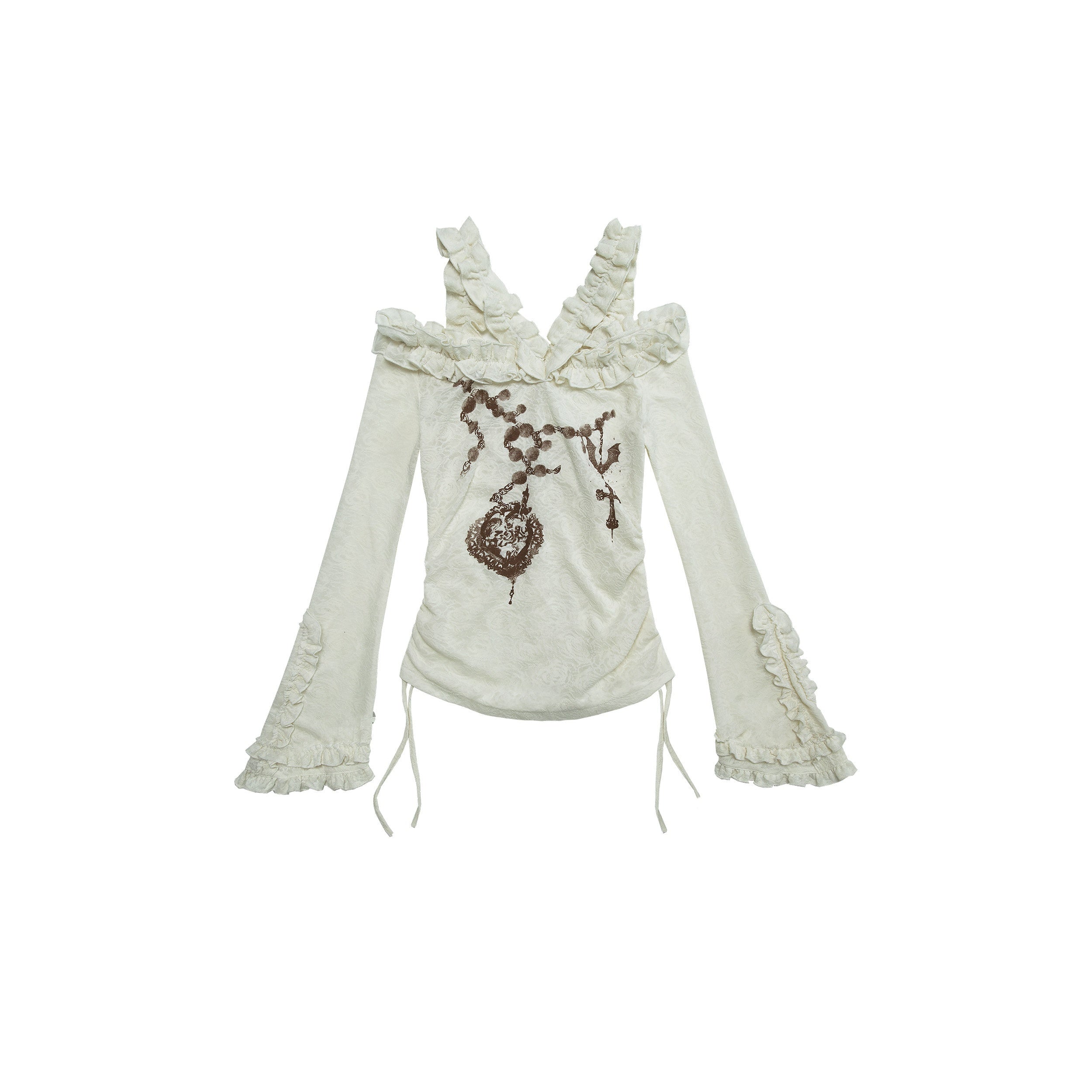NO_ROMANCE_Vintage_Reversible_Bardot_Bell_Sleeve_Women'S_Knit_Long_Sleeve_T-Shirts_MISSTT