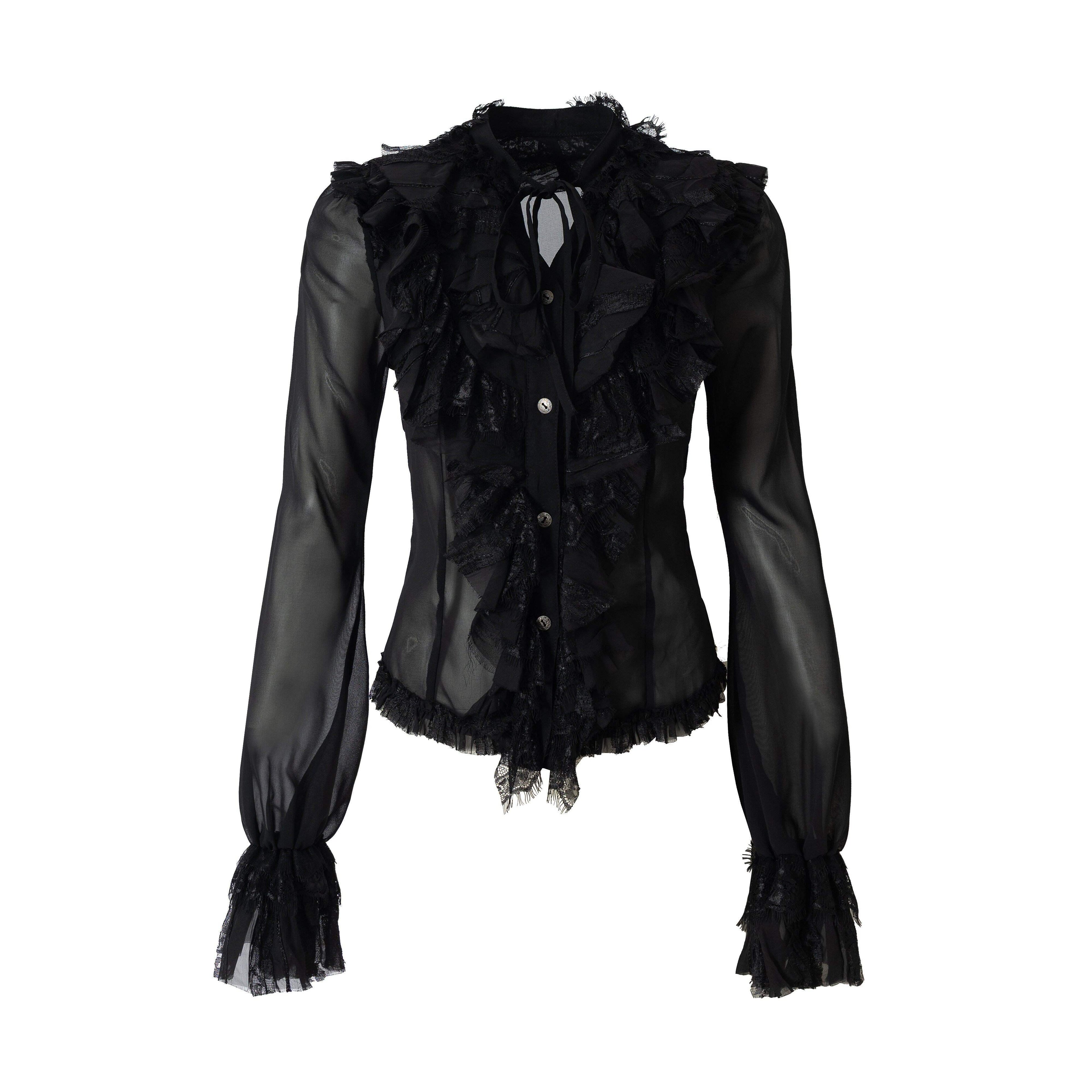 NO_ROMANCE_Vintage_Ruffle_Lace_Stand_Collar_Long_Sleeve_Women'S_Chiffon_Blouses_MISSTT