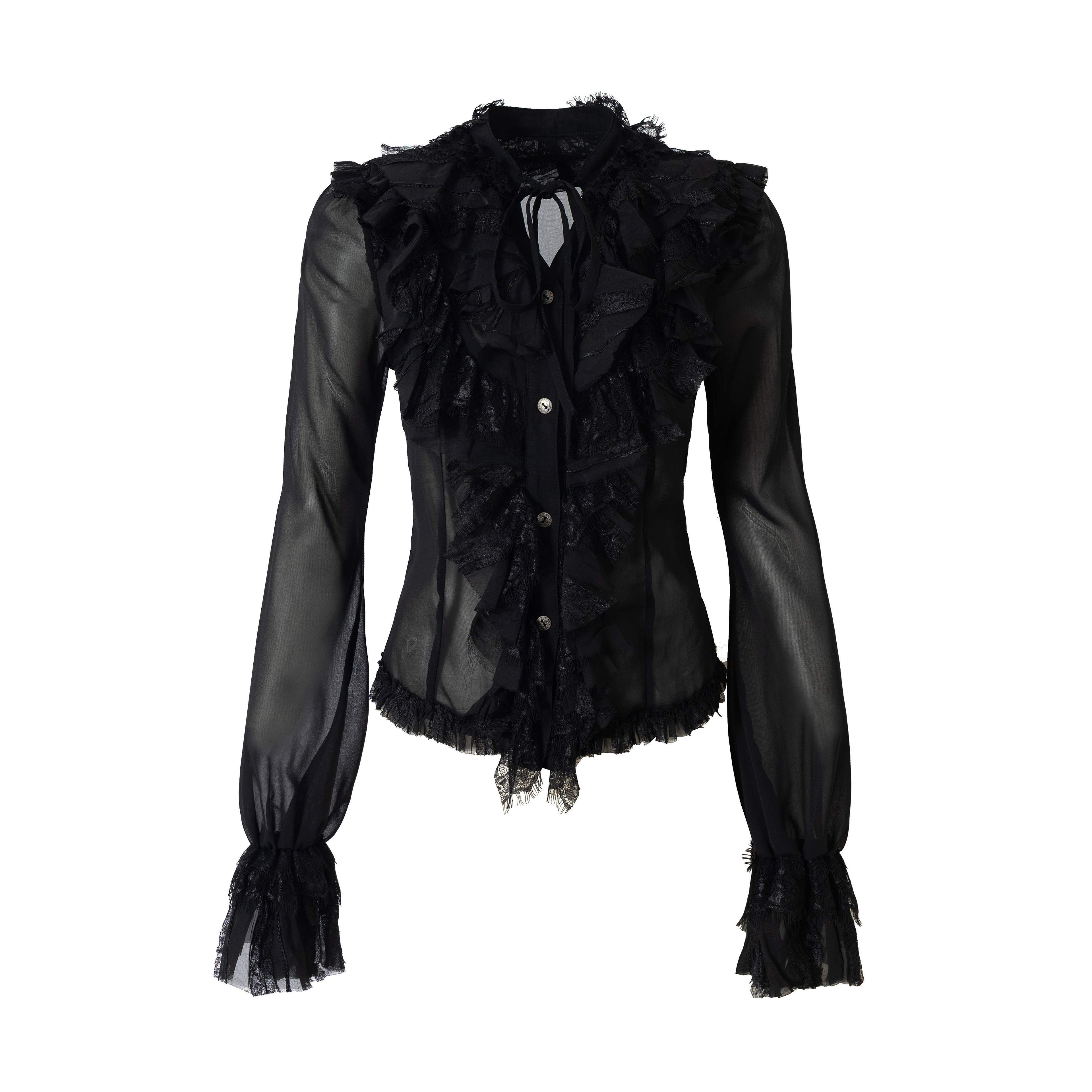 NO_ROMANCE_Vintage_Ruffle_Lace_Stand_Collar_Long_Sleeve_Women'S_Chiffon_Blouses_MISSTT