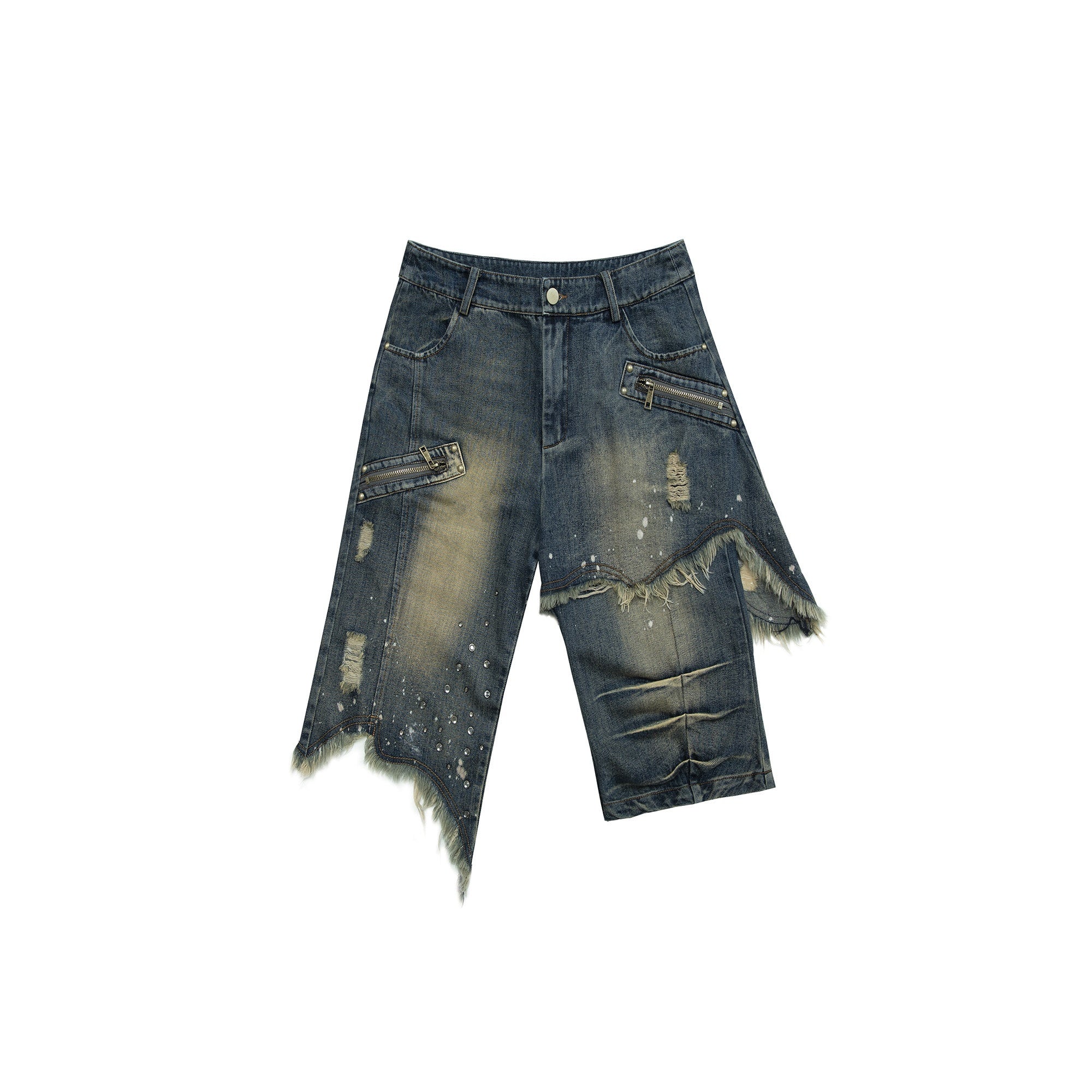 NO_ROMANCE_Washed_Distressed_Ripped_Punk_Street_Wide_Leg_Women'S_Lightweight_Denim_Shorts_MISSTT