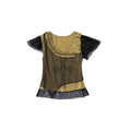 NO_ROMANCE_Yellow_Black_Asymmetric_Rhinestone_Cross_Print_Women'S_Short_Sleeve_T-Shirts_MISSTT