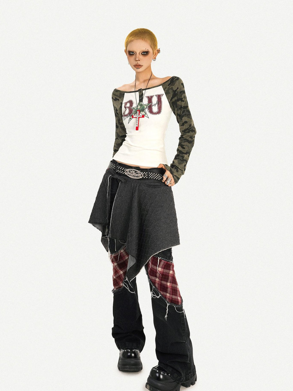 Nico Molly Asymmetric Lace Up Patchwork Low Waist Skirt Hem For Women Casual Waist Belts