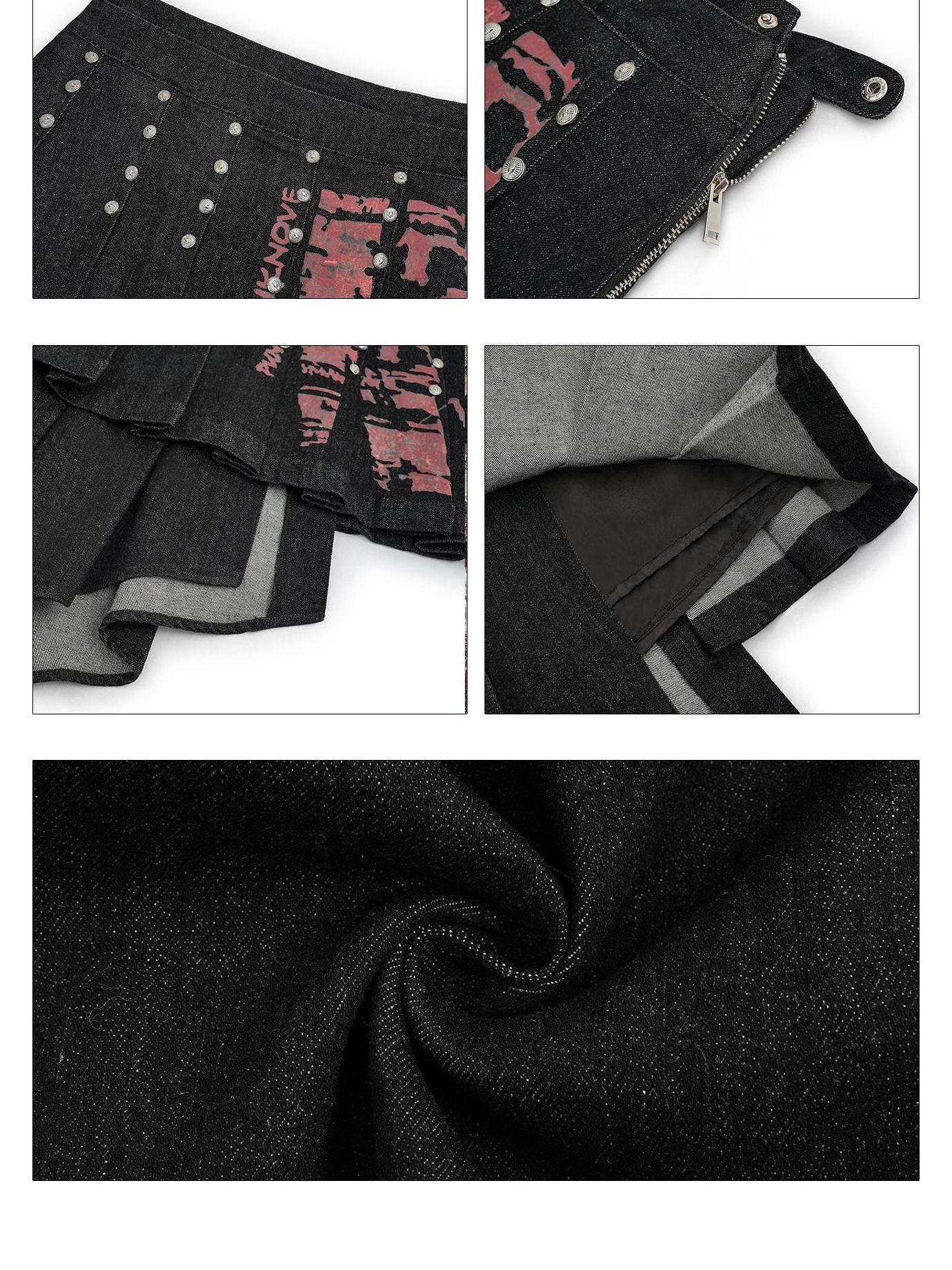 Nico Molly Asymmetrical Low Waist Pleated Patchwork Straight Fit Black Women Midi Skirts