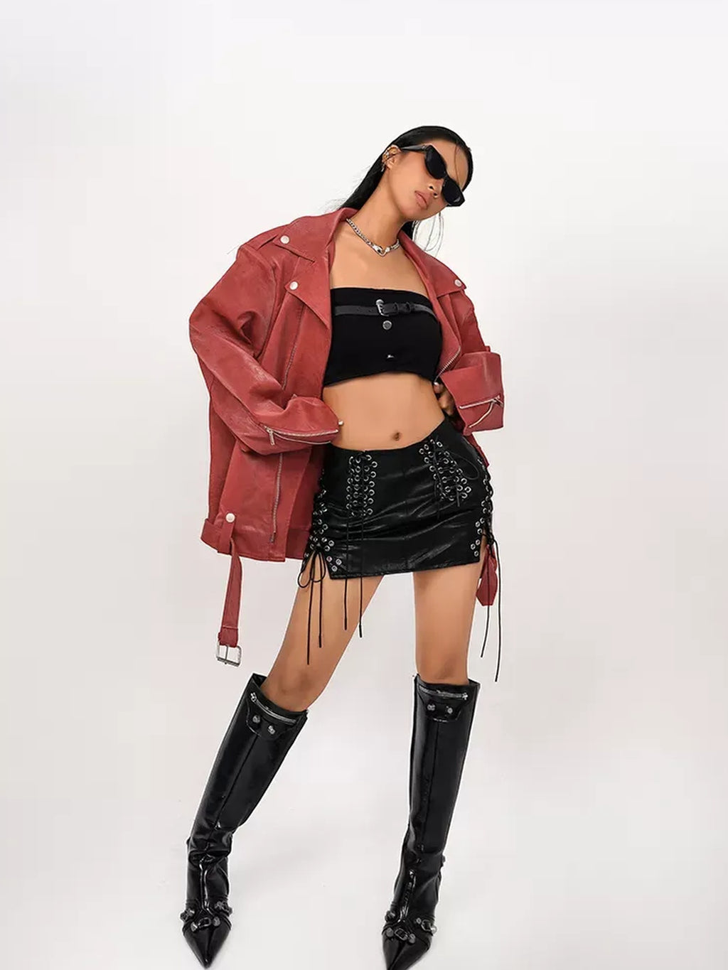Nico Molly Backless Slim Fit Cropped Street Style Solid Color Women Tube Tops