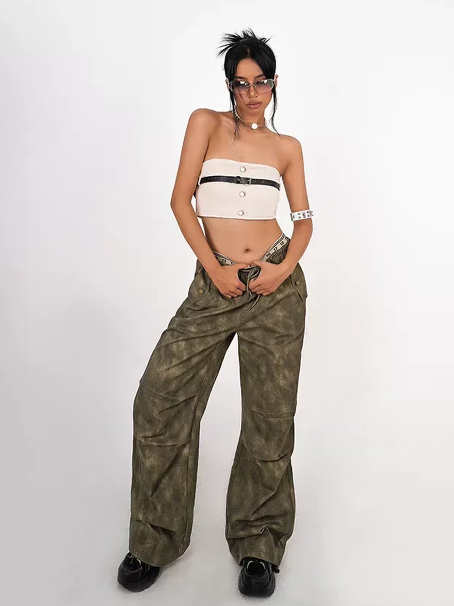 Nico Molly Backless Slim Fit Cropped Street Style Solid Color Women Tube Tops