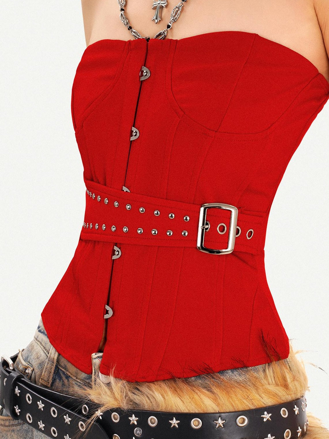 Nico Molly Backless Slim Fit Street Style Short Solid Red Party Casual Women Tube Tops