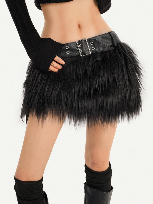 Nico Molly Belted Low Waist A Line Slim Fit American Casual Women Black White Mini Skirts