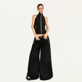 Nico_Molly_Black_Sleeveless_Zip_Stand_Collar_Workwear_Slim_High_Waist_Cargo_Top_&_Pants_Sets_MISSTT