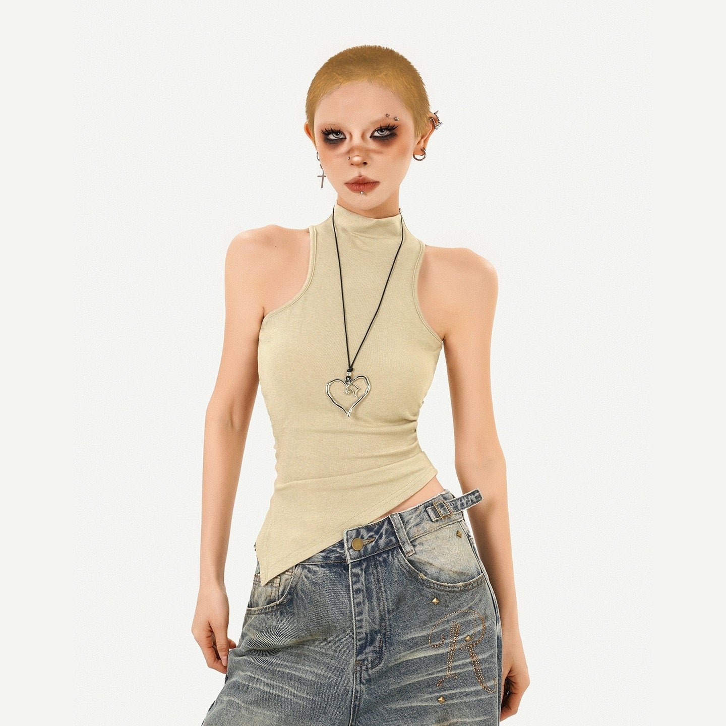 Nico_Molly_Combed_Cotton_Padded_Slim_Fit_Stand_Collar_Women_Essential_Tank_Tops_MISSTT