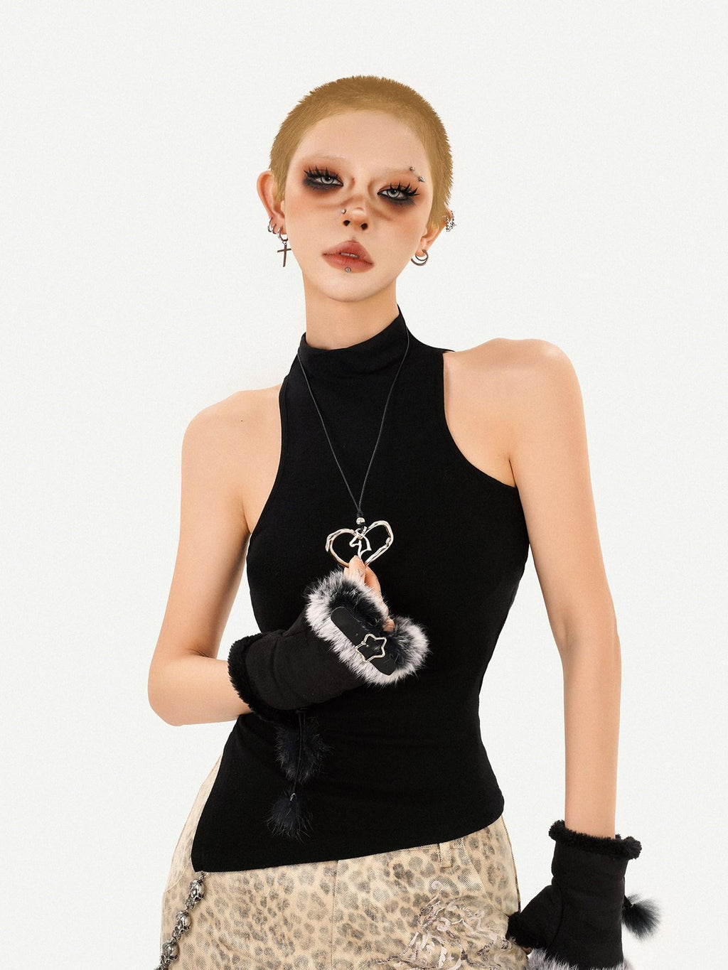 Nico Molly Combed Cotton Padded Slim Fit Stand Collar Women Essential Tank Tops