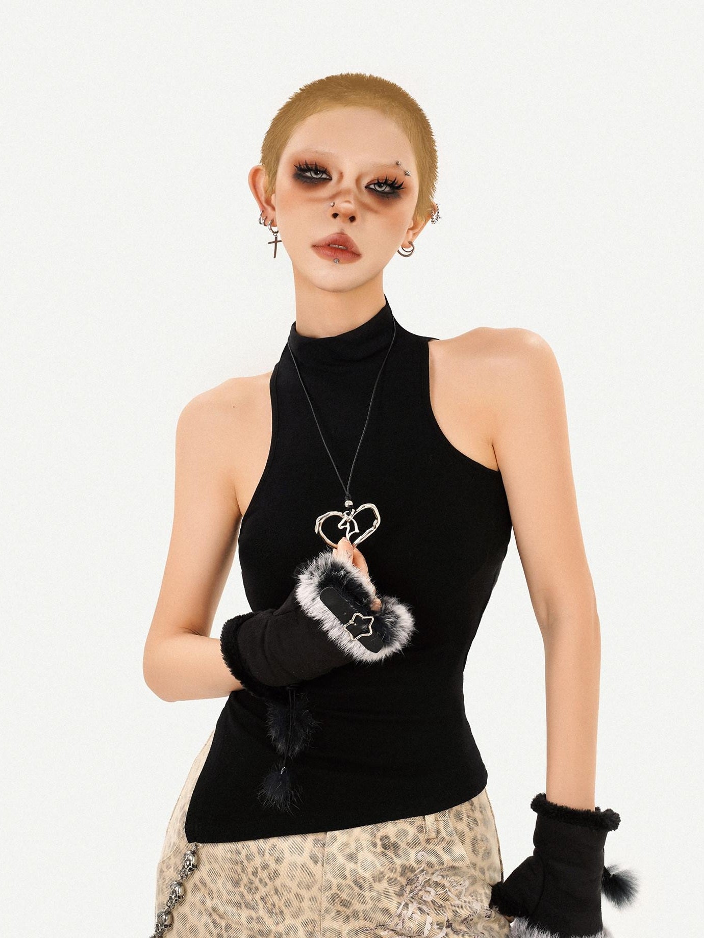 Nico Molly Combed Cotton Padded Slim Fit Stand Collar Women Essential Tank Tops