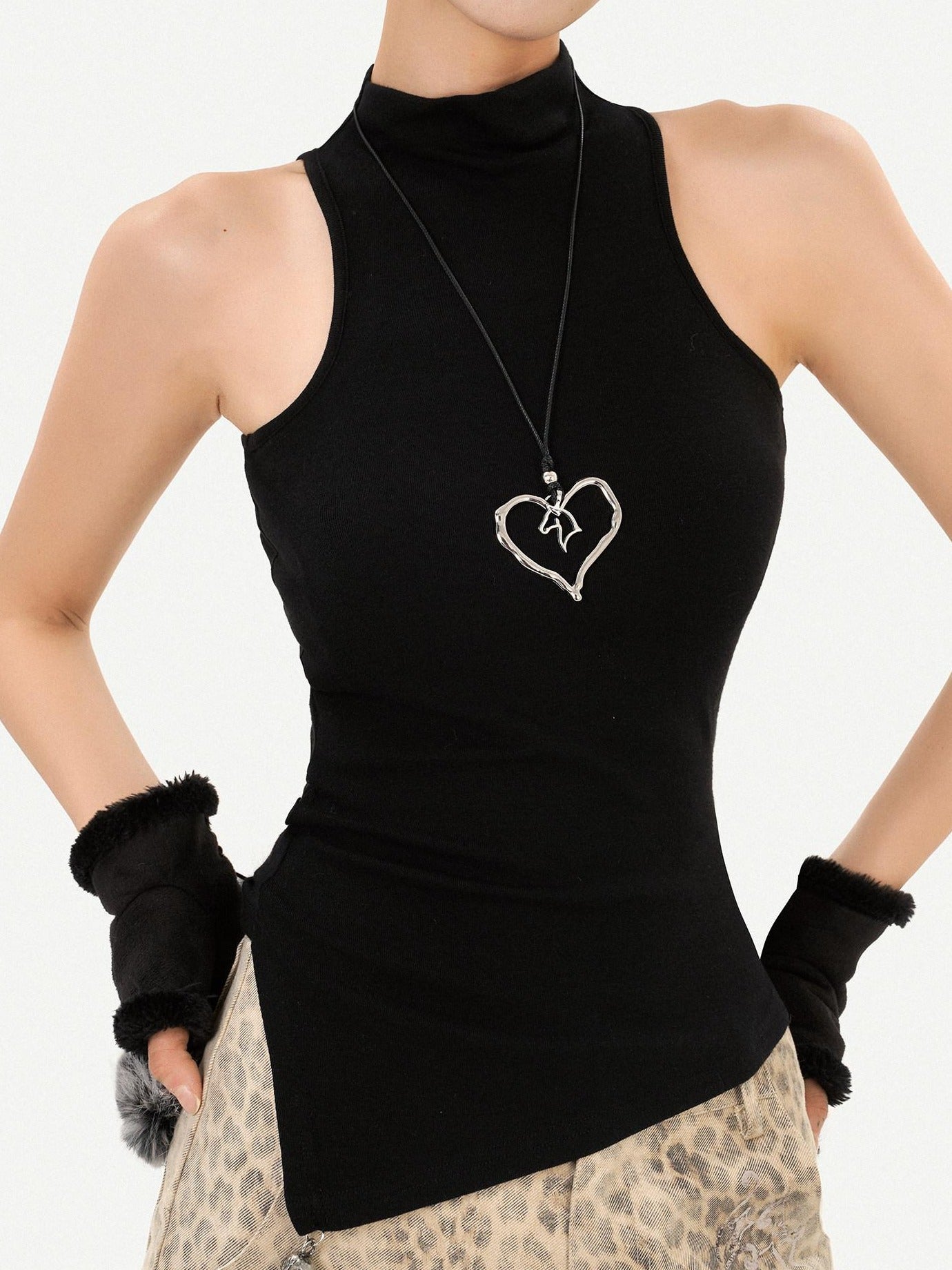 Nico Molly Combed Cotton Padded Slim Fit Stand Collar Women Essential Tank Tops