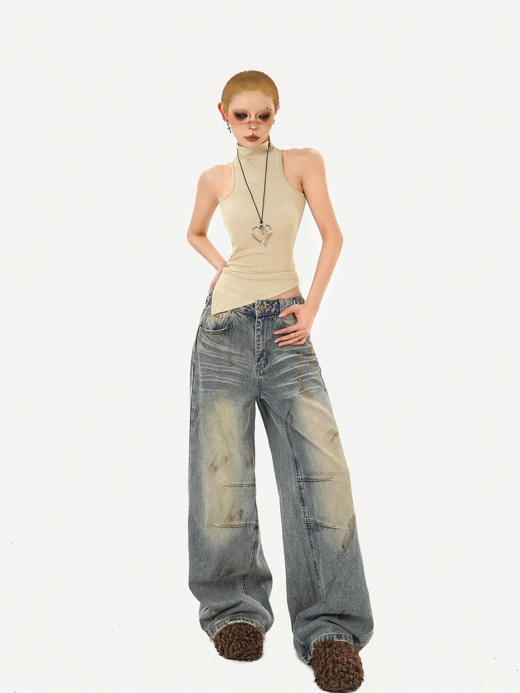 Nico Molly Combed Cotton Padded Slim Fit Stand Collar Women Essential Tank Tops