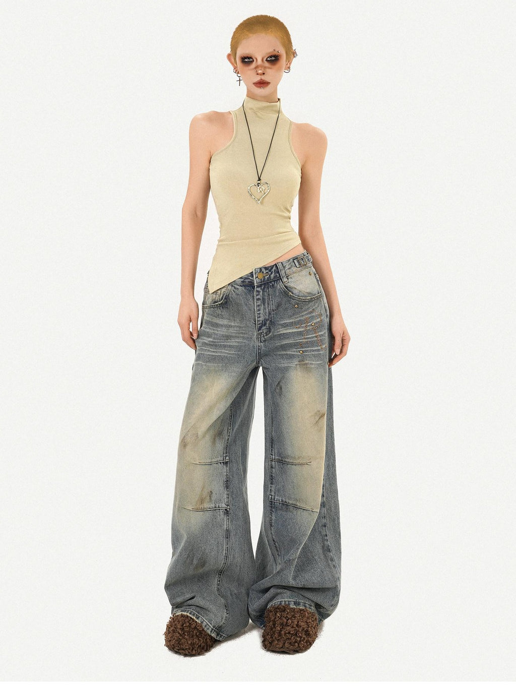 Nico Molly Combed Cotton Padded Slim Fit Stand Collar Women Essential Tank Tops