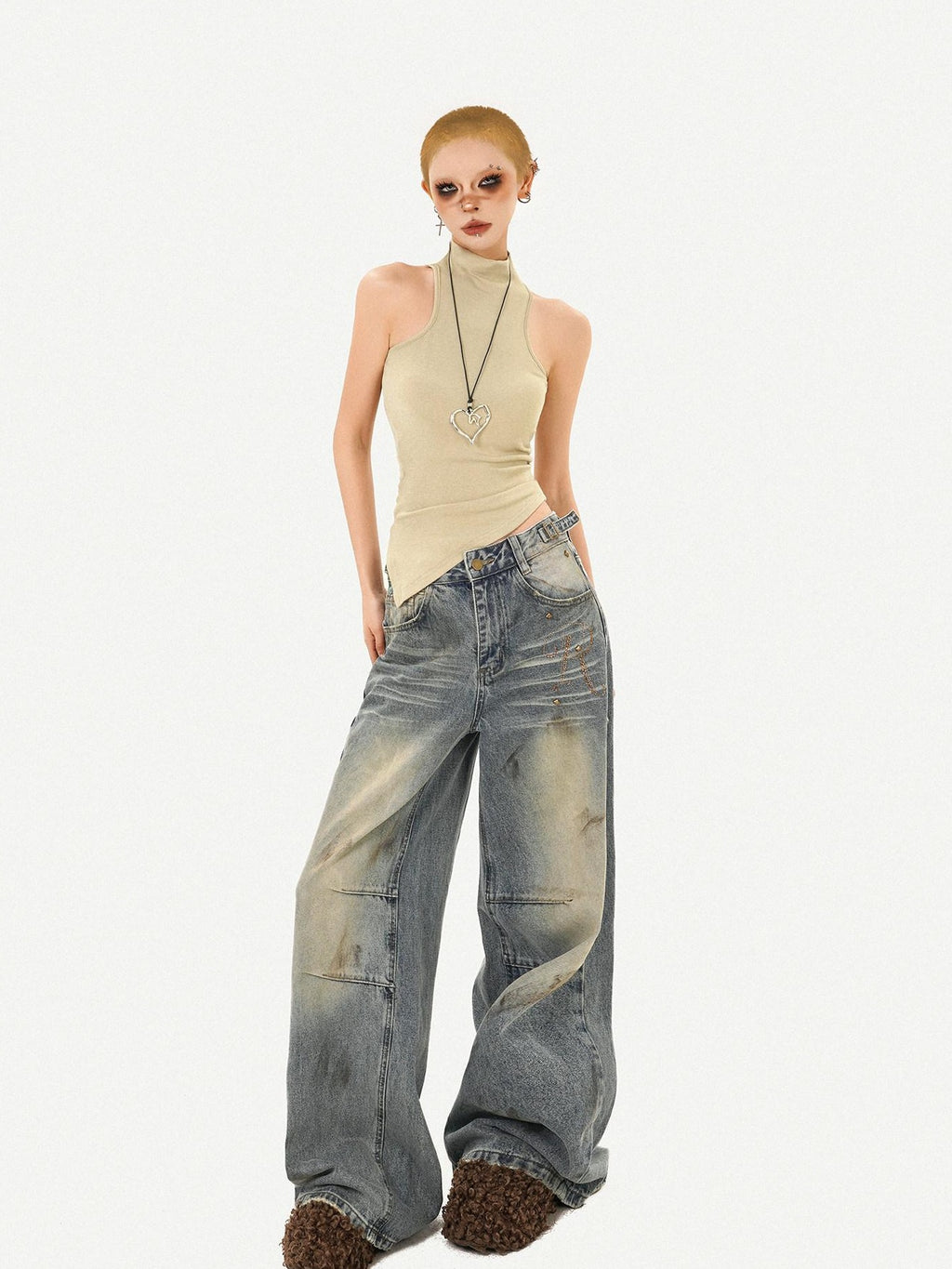 Nico Molly Combed Cotton Padded Slim Fit Stand Collar Women Essential Tank Tops