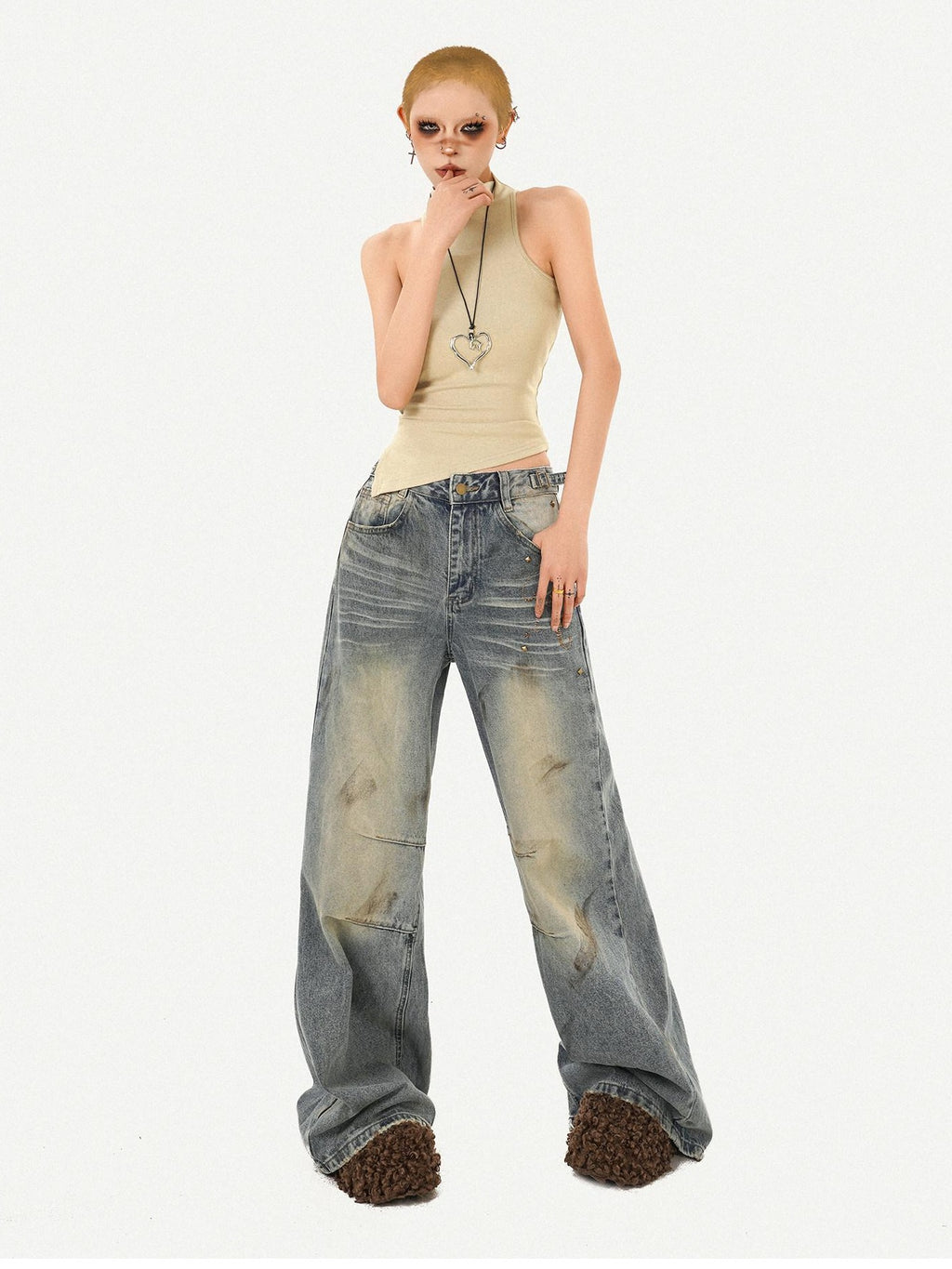 Nico Molly Combed Cotton Padded Slim Fit Stand Collar Women Essential Tank Tops