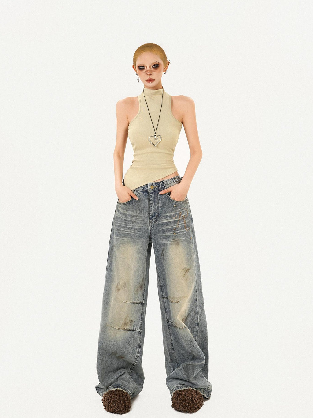 Nico Molly Combed Cotton Padded Slim Fit Stand Collar Women Essential Tank Tops