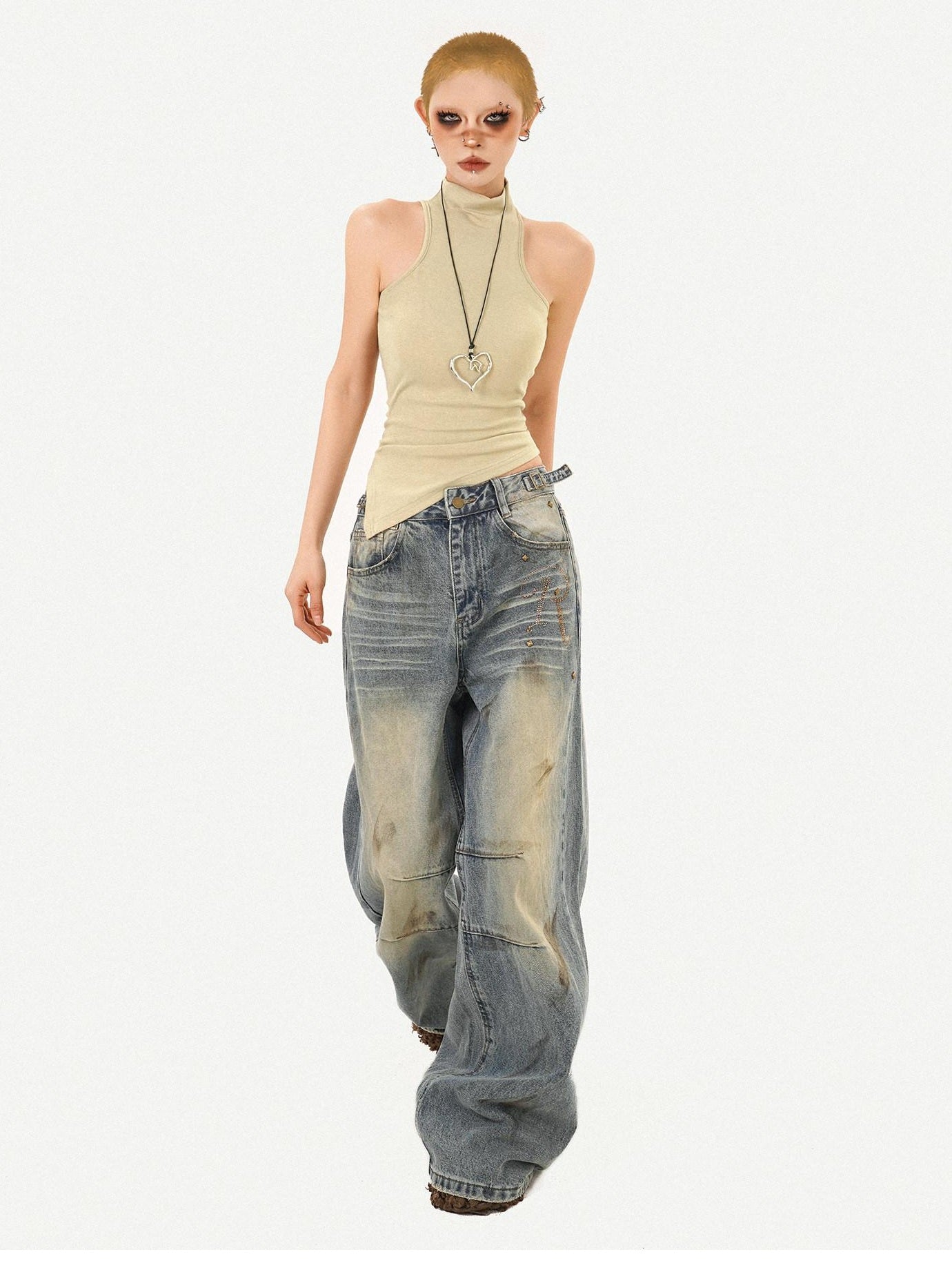 Nico Molly Combed Cotton Padded Slim Fit Stand Collar Women Essential Tank Tops