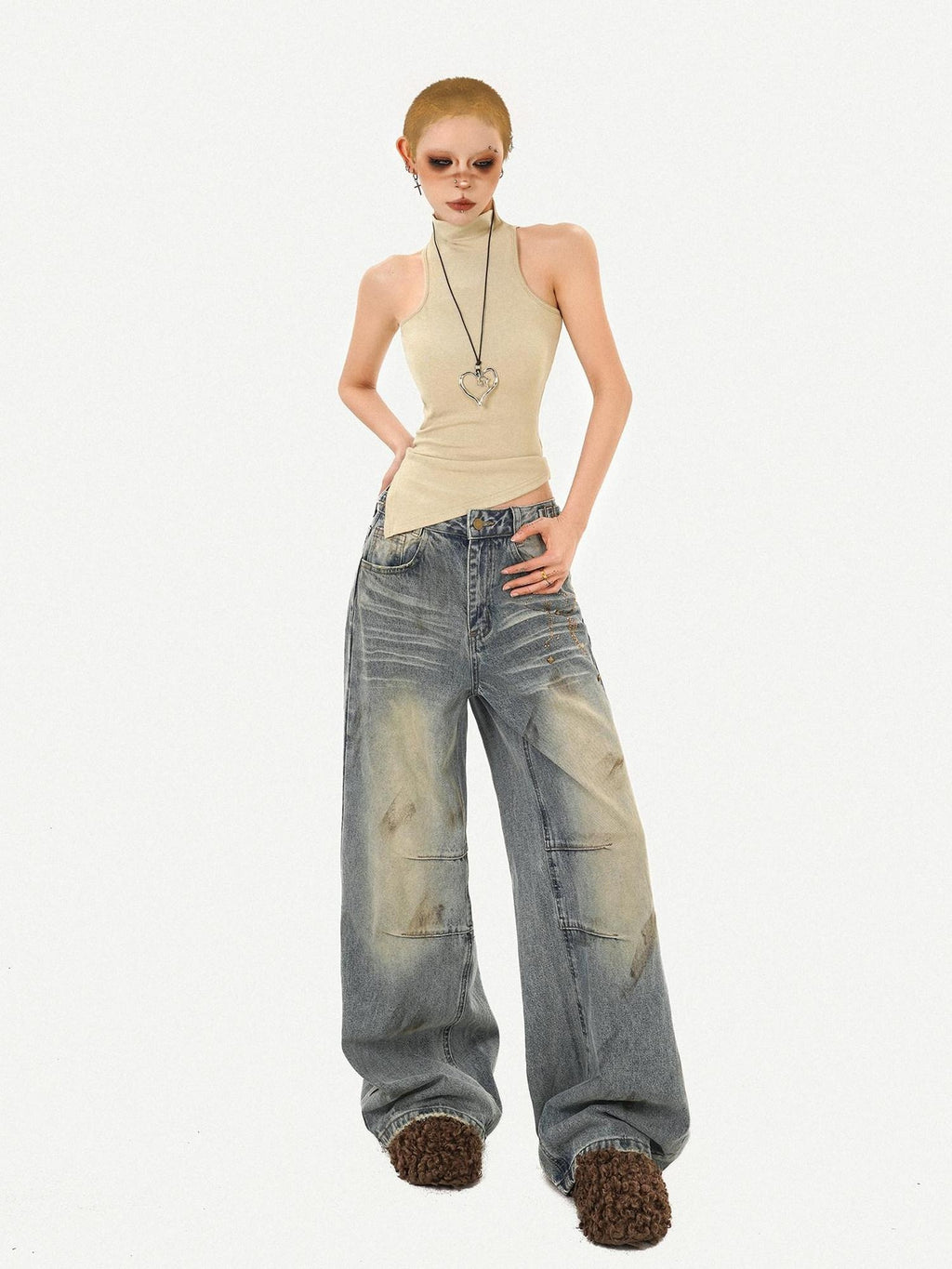 Nico Molly Combed Cotton Padded Slim Fit Stand Collar Women Essential Tank Tops