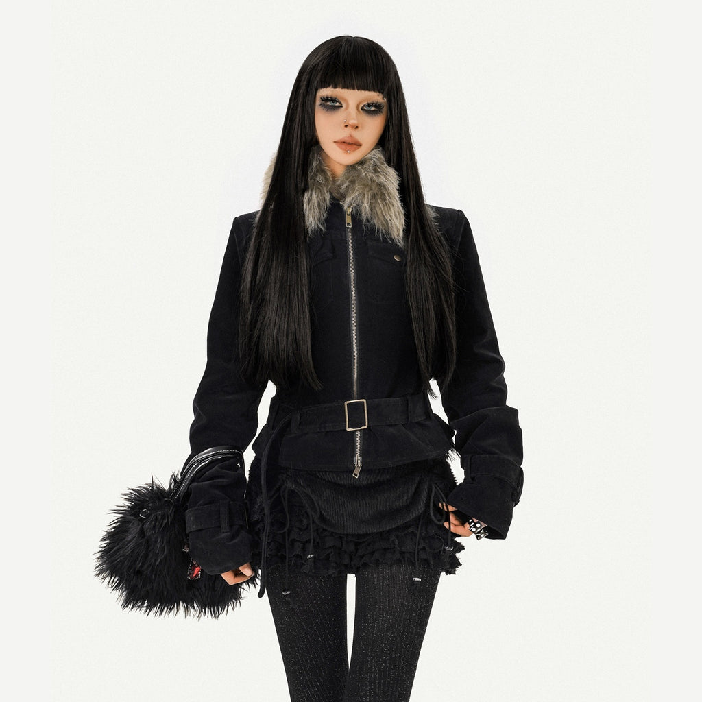 Nico_Molly_Cozy_Fur_Collar_Belted_Punk_Style_Standard_Fit_Black_Zip_Women_Jackets_MISSTT