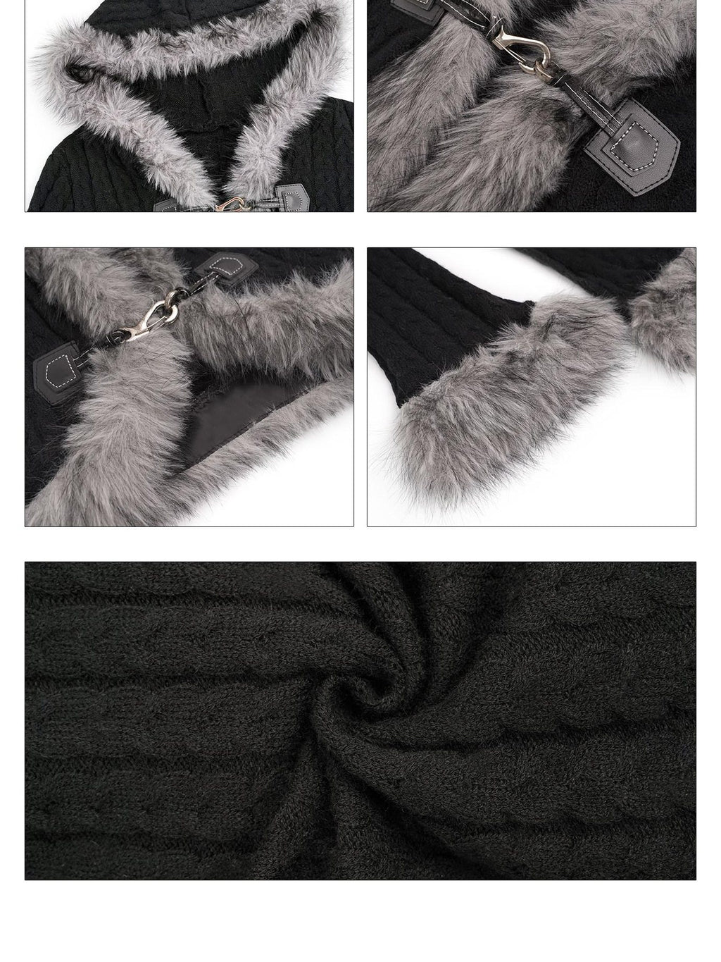 Nico Molly Cozy Warm Vintage Slim Fit Hooded Bell Sleeve Short Black Buttoned Women Jackets