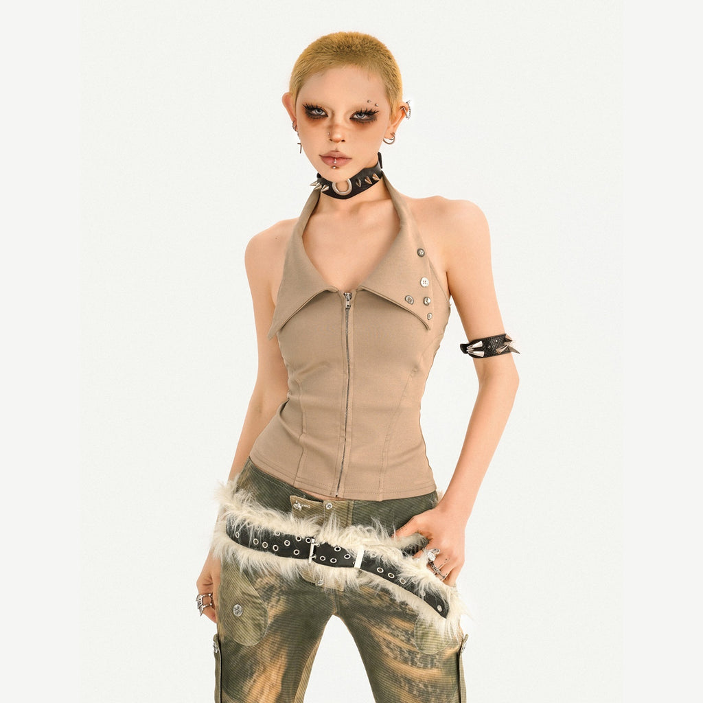 Nico_Molly_Cropped_Zipper_Halter_Collared_Chic_For_Young_Women_Graphic_Tank_Tops_MISSTT