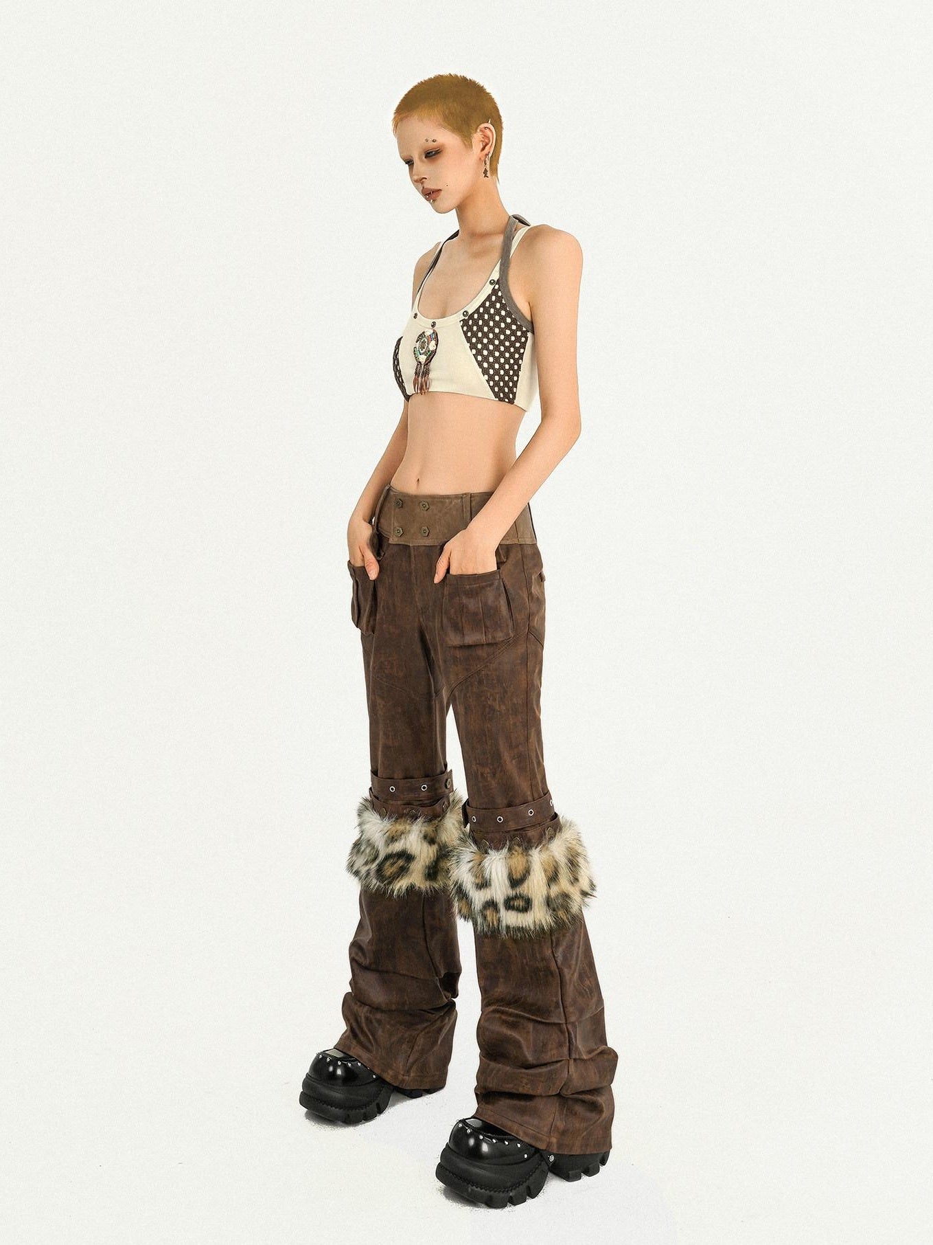 Nico Molly Deep Brown Zipper Natural Waist Original Straight Fit Women Straight Pants