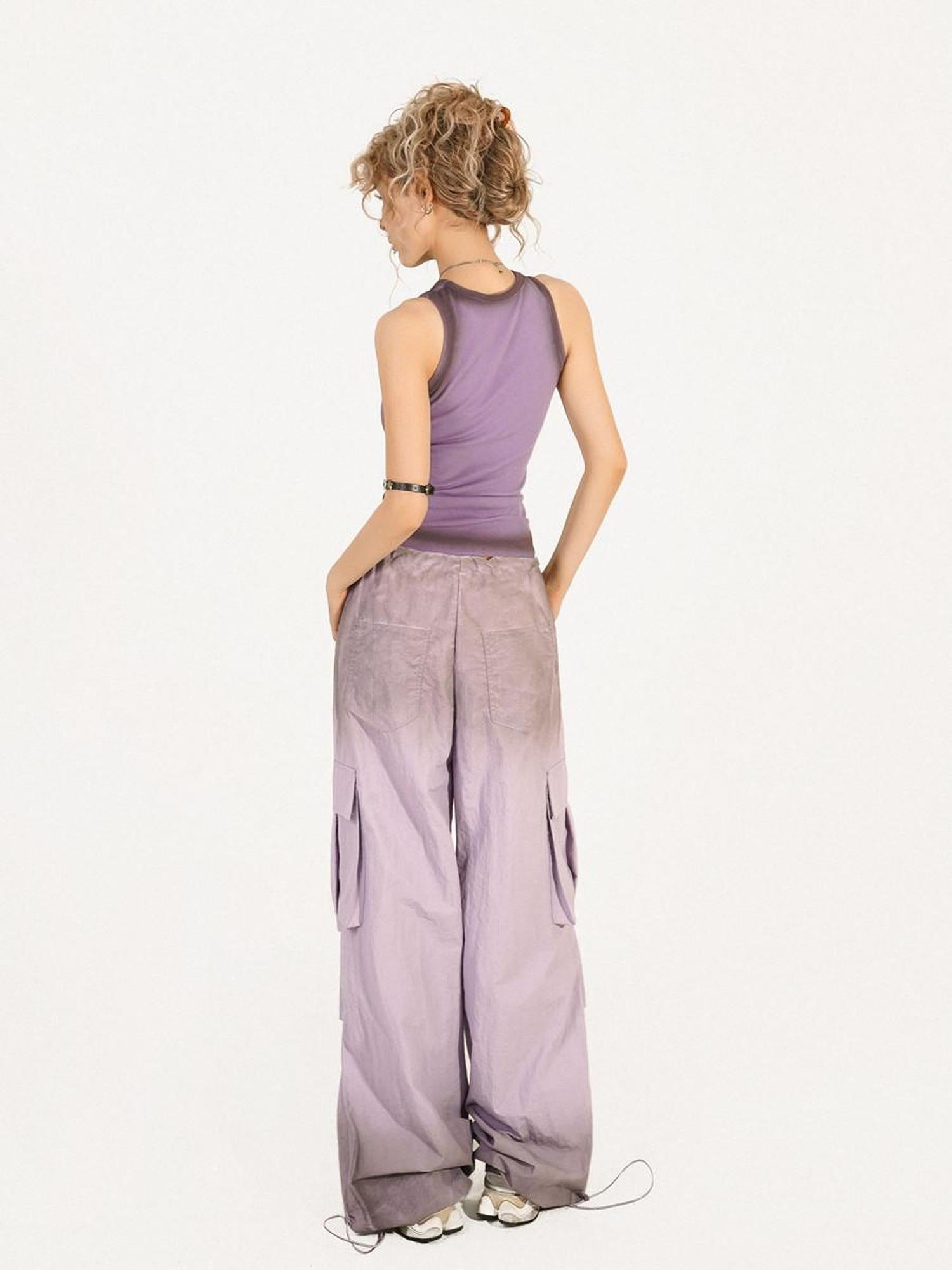 Nico Molly Distressed Street Slim Fit Unpadded Women Solid Purple Tank Tops