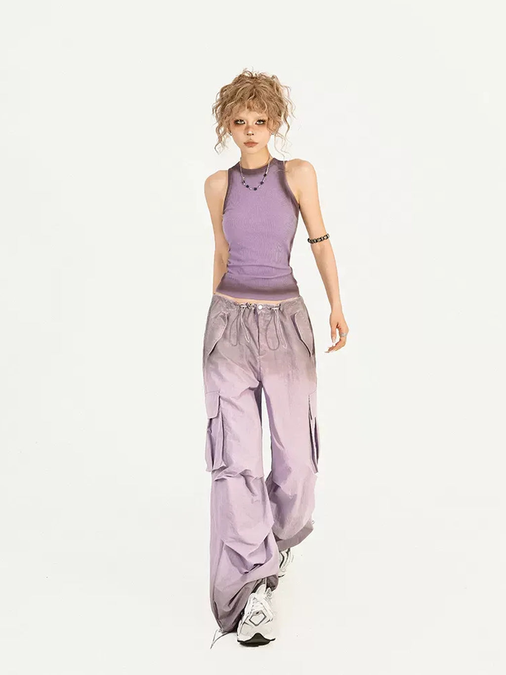 Nico Molly Distressed Street Slim Fit Unpadded Women Solid Purple Tank Tops