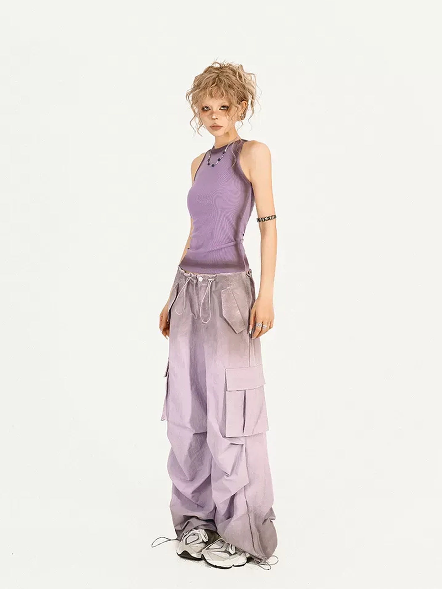 Nico Molly Distressed Street Slim Fit Unpadded Women Solid Purple Tank Tops