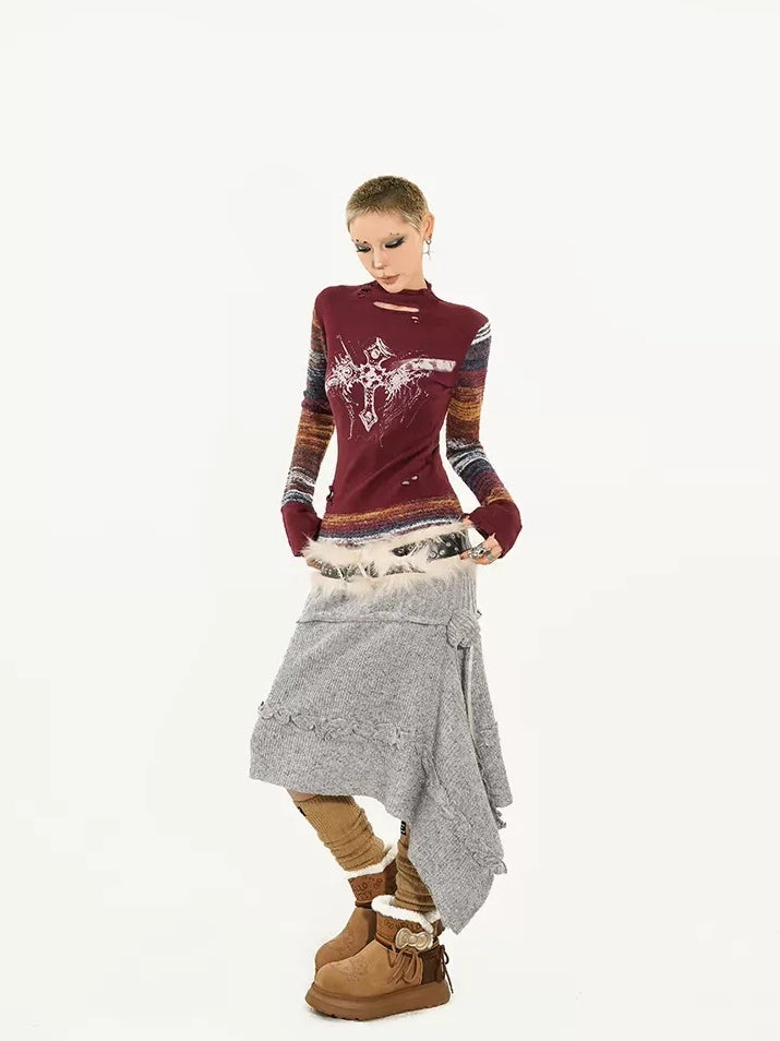 Nico Molly Eco Recycled Fiber Plum Slim Street Long Sleeve Pullover Thick Knitwear