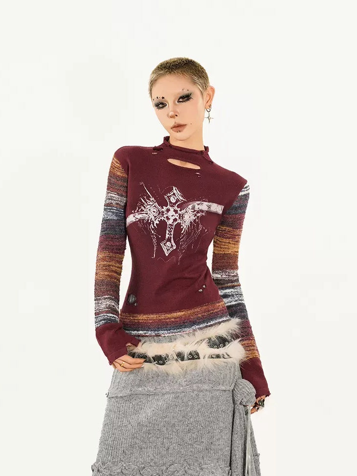 Nico Molly Eco Recycled Fiber Plum Slim Street Long Sleeve Pullover Thick Knitwear