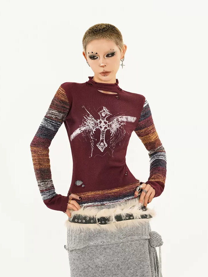 Nico Molly Eco Recycled Fiber Plum Slim Street Long Sleeve Pullover Thick Knitwear